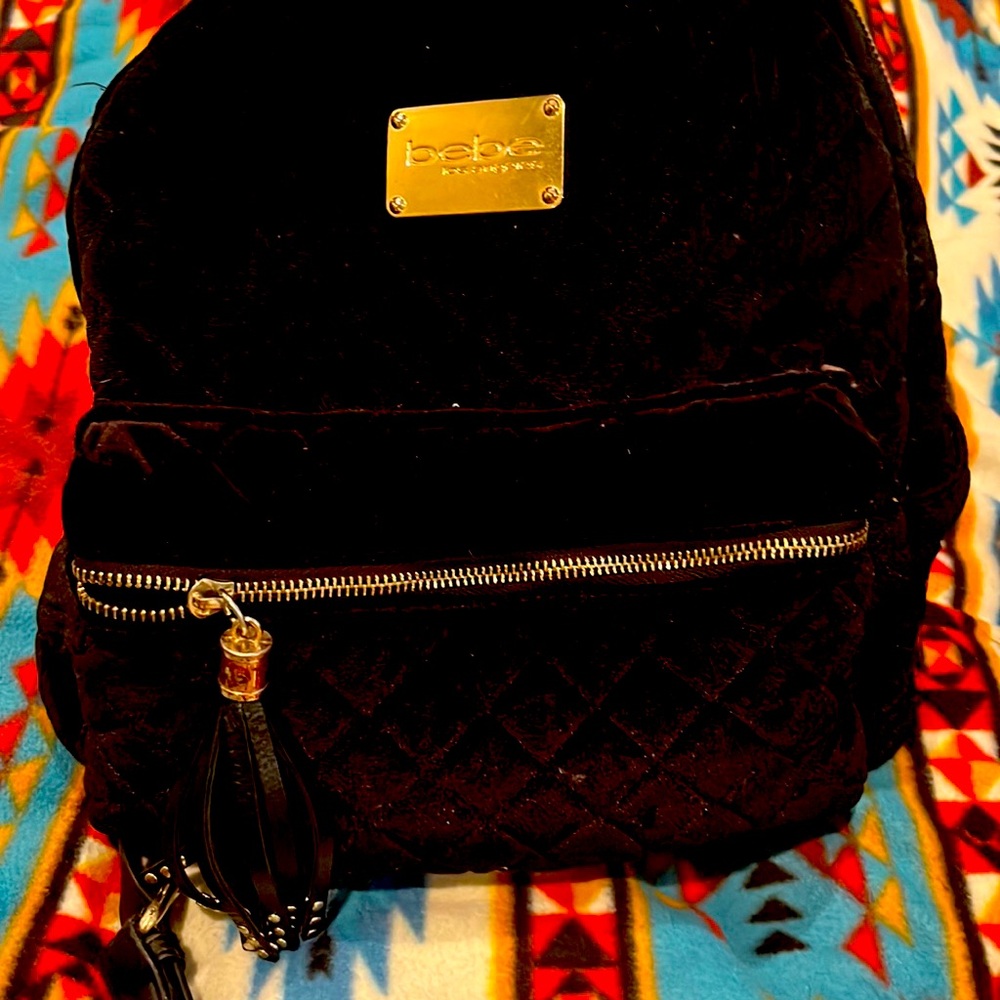 bebe velour mini backpack